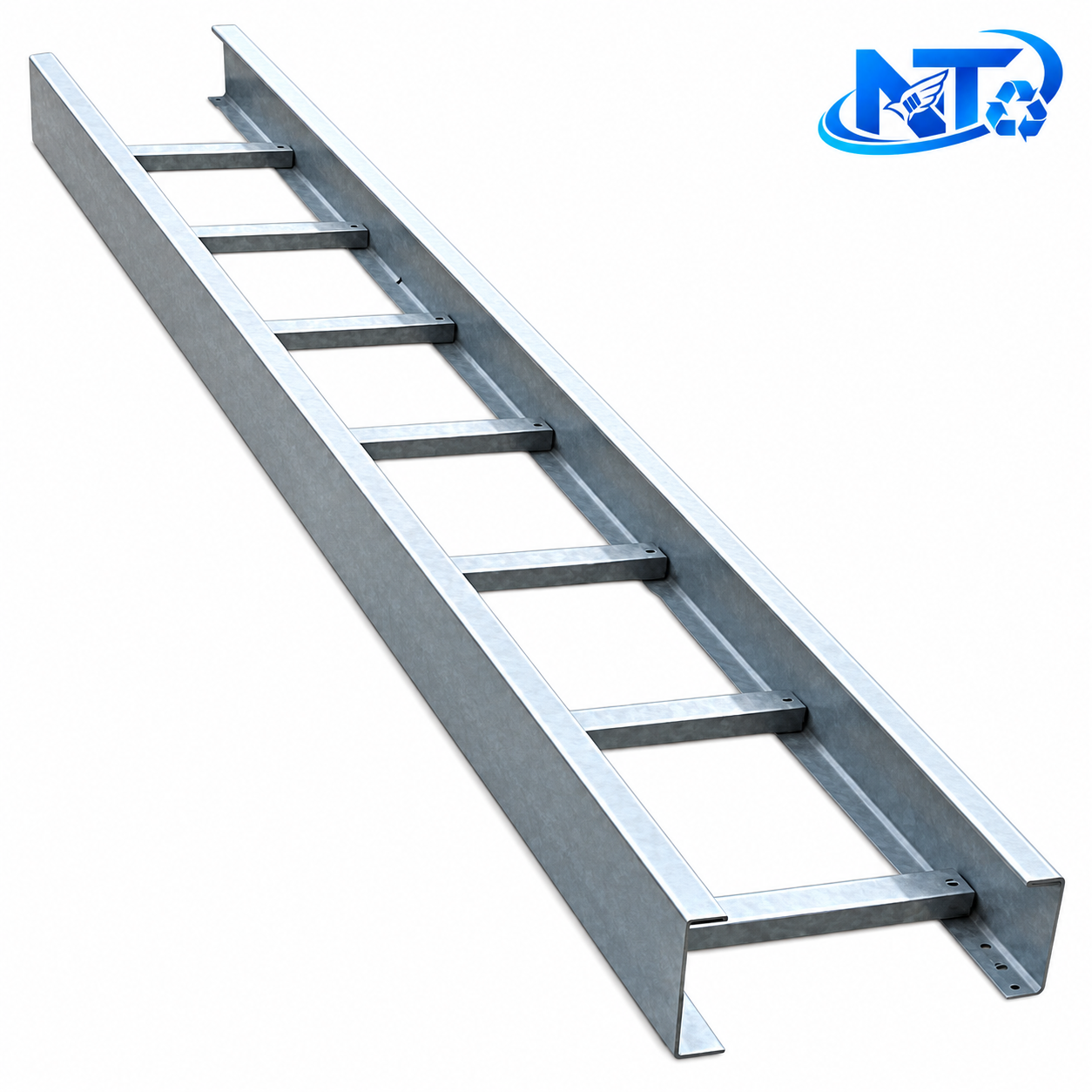 Thang máng cáp dạng ladder bằng thép mạ kẽm, minh họa dịch vụ thu mua cable tray và cable ladder cũ tại miền Bắc của Nam Tiến.